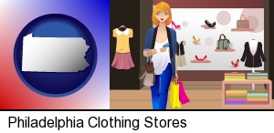 Philadelphia, Pennsylvania - a woman shopping in a clothing store