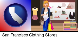 San Francisco, California - a woman shopping in a clothing store