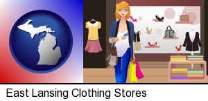a woman shopping in a clothing store in East Lansing, MI